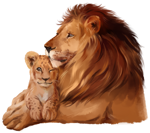 (s109-25-I) Lion & Cub