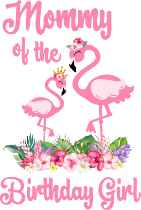 (s110-3E) Mommy of the Birthday Girl Flamingo Family Custom Text