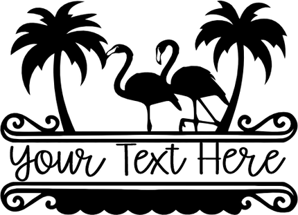 (s110-2D) Flamingo Split Name Custom Text