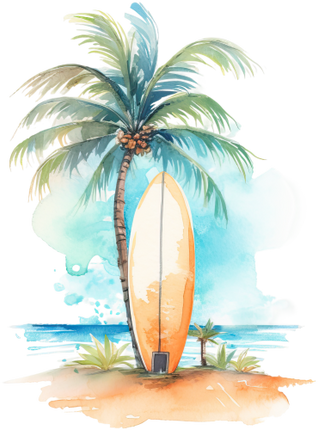 (s115-4-A) Palm Tree Surfboard