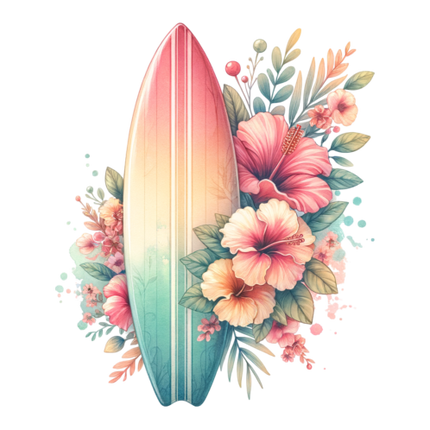 (s115-4-E)  Surfboard Flowers
