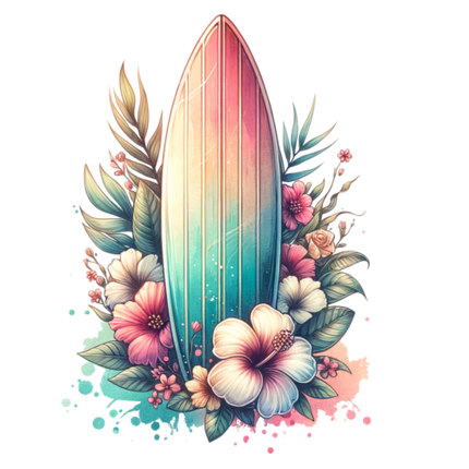 (s115-4-F) Surfboard Flowers