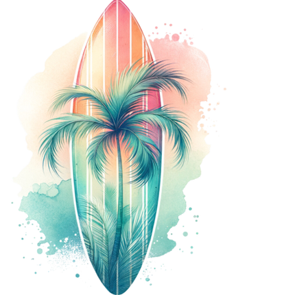 (s115-4-G) Surfboard Palm Tree
