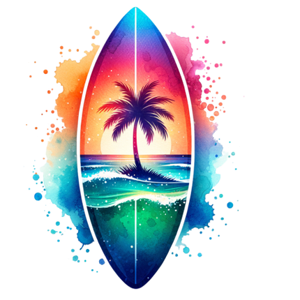 (s115-4-M) Surfboard  Palm Tree