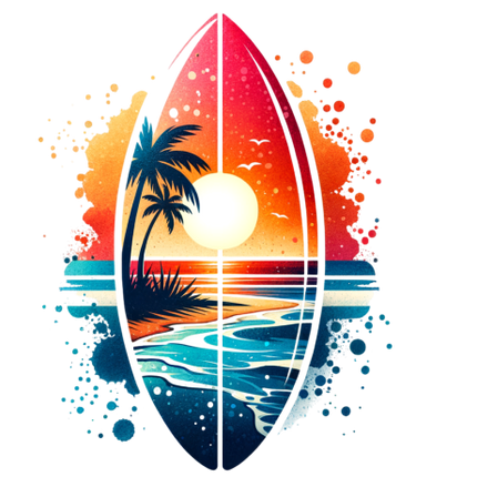 (s115-4-P) Surfboard Sunset