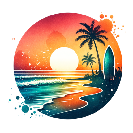 (s115-4-R) Surfboard Sunset