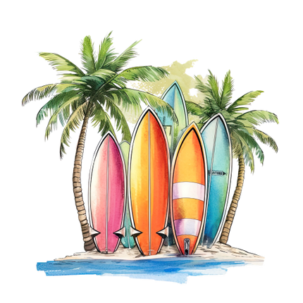 (s115-4-T) Surfboards Palm Trees