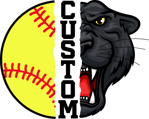 (s145-04-C) Split Mascot Softball Team Name Custom Text
