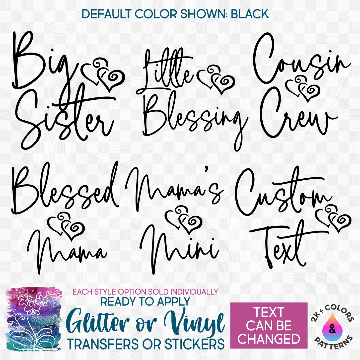 (s122-P) Big, Little, Brother, Sister, Cousin Custom Text Custom Text Iron-On Transfer or Sticker