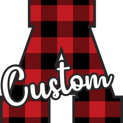(s123-02) Red Buffalo Plaid Letter Custom Name Text