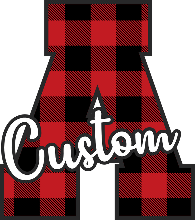 (s123-02) Red Buffalo Plaid Letter Custom Name Text