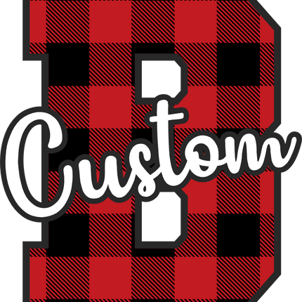 (s123-02) Red Buffalo Plaid Letter Custom Name Text
