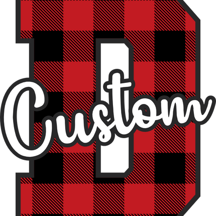 (s123-02) Red Buffalo Plaid Letter Custom Name Text
