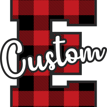 (s123-02) Red Buffalo Plaid Letter Custom Name Text