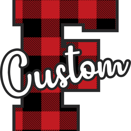 (s123-02) Red Buffalo Plaid Letter Custom Name Text