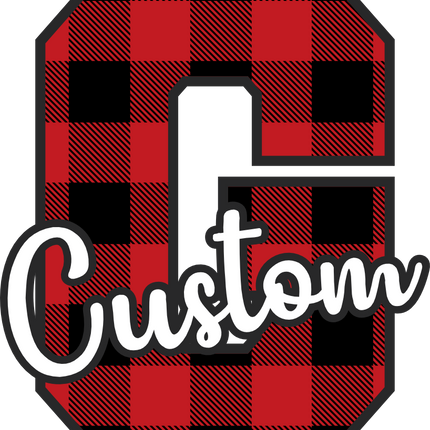 (s123-02) Red Buffalo Plaid Letter Custom Name Text