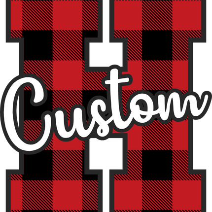 (s123-02) Red Buffalo Plaid Letter Custom Name Text
