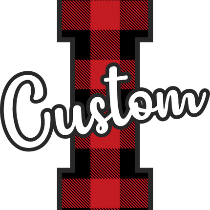 (s123-02) Red Buffalo Plaid Letter Custom Name Text