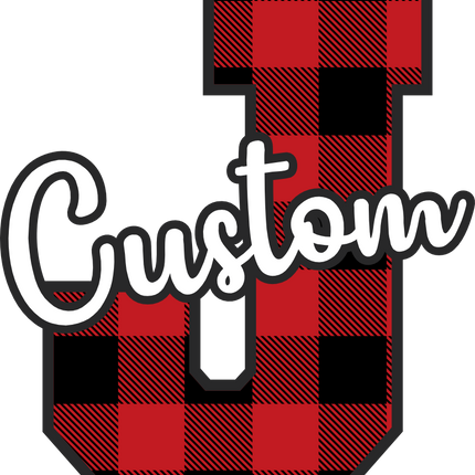 (s123-02) Red Buffalo Plaid Letter Custom Name Text