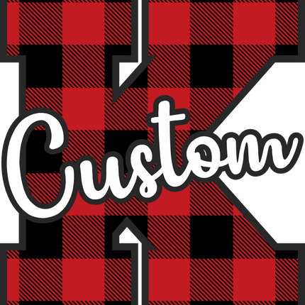 (s123-02) Red Buffalo Plaid Letter Custom Name Text