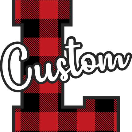 (s123-02) Red Buffalo Plaid Letter Custom Name Text