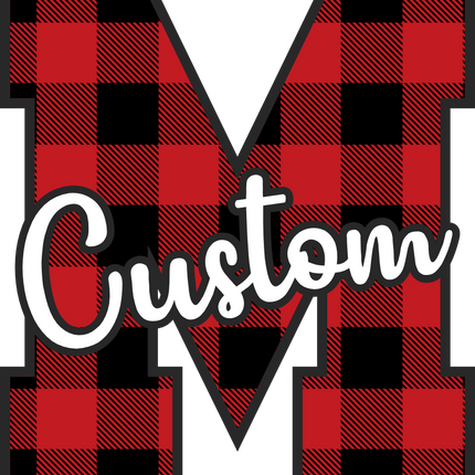 (s123-02) Red Buffalo Plaid Letter Custom Name Text