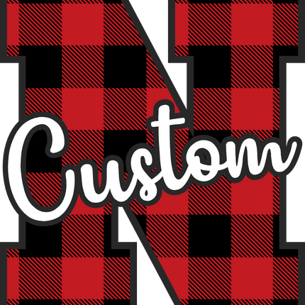 (s123-02) Red Buffalo Plaid Letter Custom Name Text