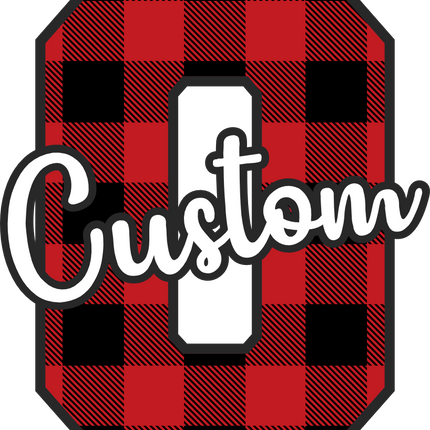 (s123-02) Red Buffalo Plaid Letter Custom Name Text