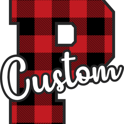 (s123-02) Red Buffalo Plaid Letter Custom Name Text