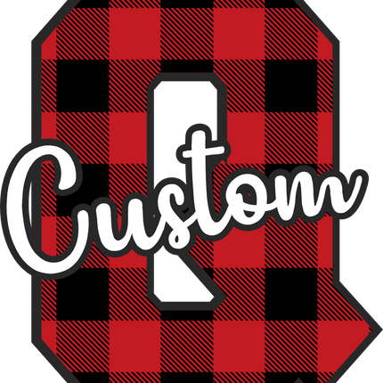 (s123-02) Red Buffalo Plaid Letter Custom Name Text