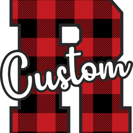 (s123-02) Red Buffalo Plaid Letter Custom Name Text