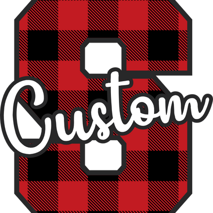 (s123-02) Red Buffalo Plaid Letter Custom Name Text