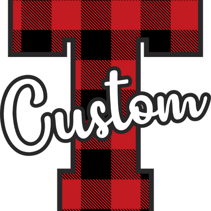 (s123-02) Red Buffalo Plaid Letter Custom Name Text