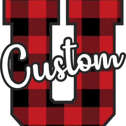 (s123-02) Red Buffalo Plaid Letter Custom Name Text