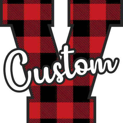 (s123-02) Red Buffalo Plaid Letter Custom Name Text