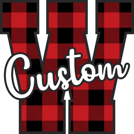 (s123-02) Red Buffalo Plaid Letter Custom Name Text