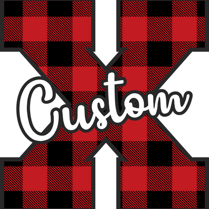(s123-02) Red Buffalo Plaid Letter Custom Name Text