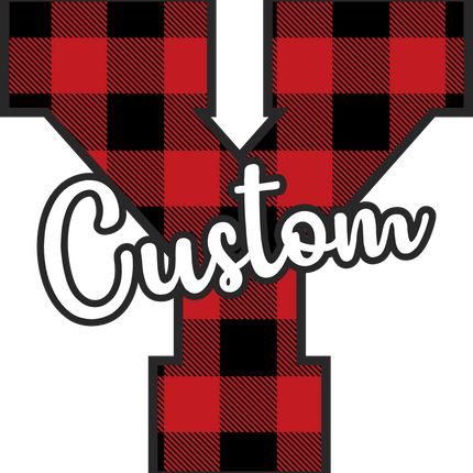 (s123-02) Red Buffalo Plaid Letter Custom Name Text