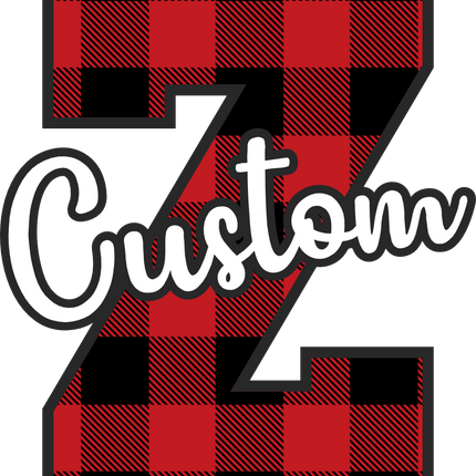(s123-02) Red Buffalo Plaid Letter Custom Name Text