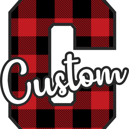 (s123-02) Red Buffalo Plaid Letter Custom Name Text