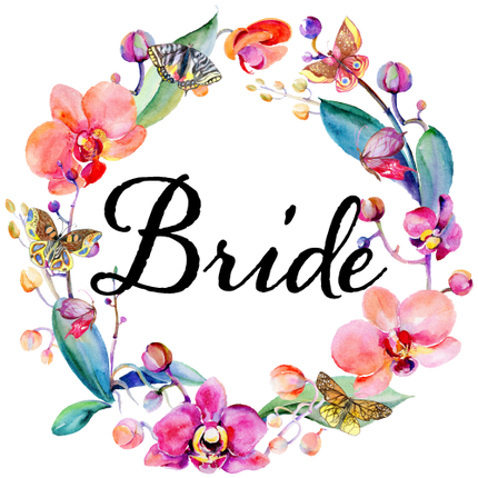 (125-02-N) Bridal Wedding Party Orchid Butterfly Floral Flowers Watercolor Custom Text
