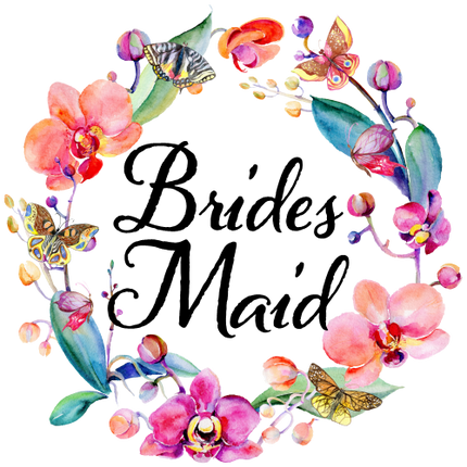 (125-02-N) Bridal Wedding Party Orchid Butterfly Floral Flowers Watercolor Custom Text