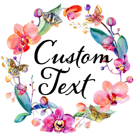 (125-02-N) Bridal Wedding Party Orchid Butterfly Floral Flowers Watercolor Custom Text