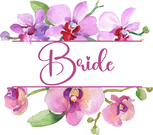 (125-02-R) Bridal Wedding Party Watercolor Orchid Custom Text