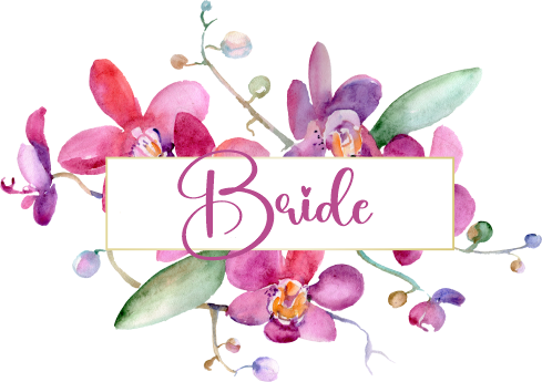 (125-02-T) Bridal Wedding Party Watercolor Orchid Custom Text