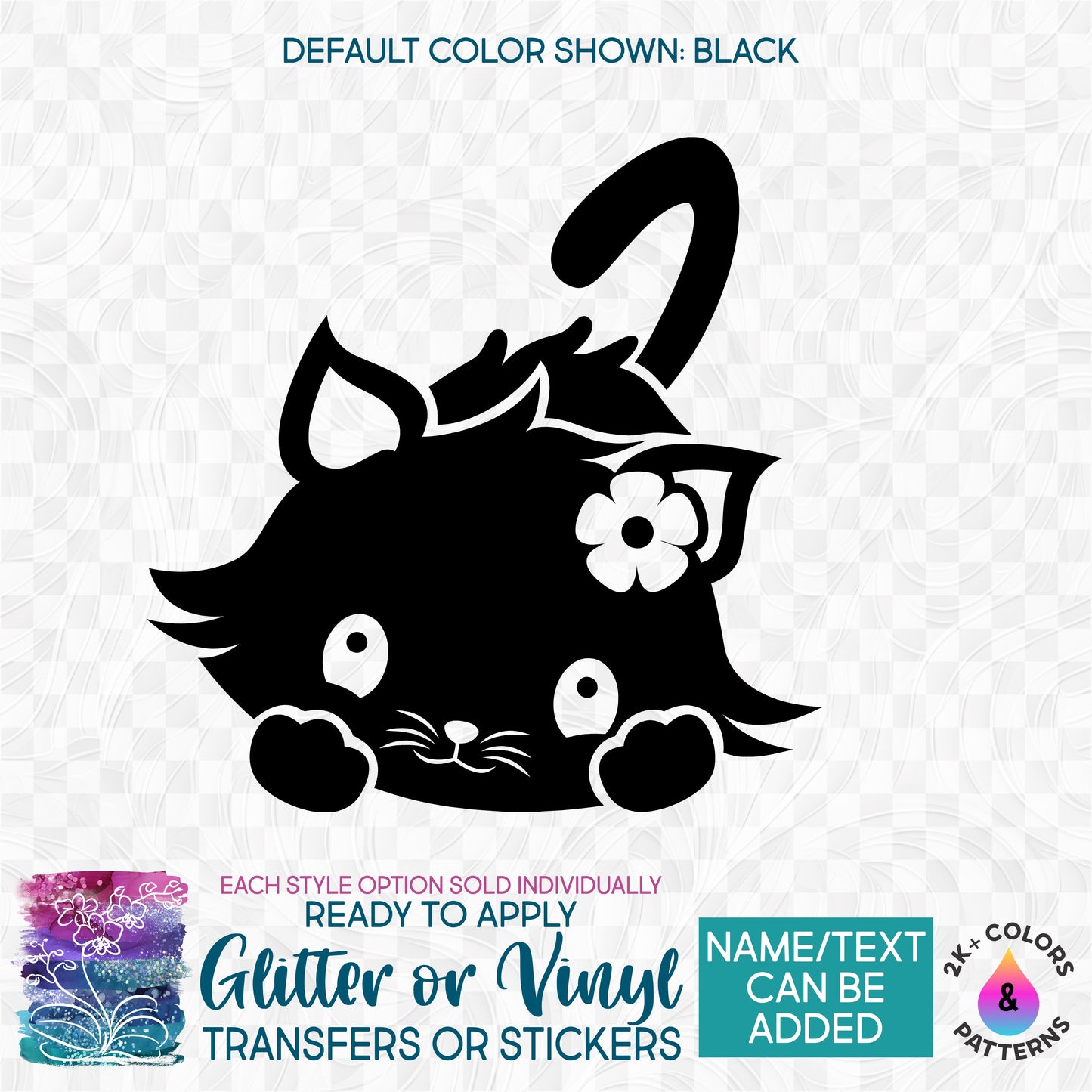 s12-J2 Cute Flower Kitty Made-to-Order Iron-On Transfer or Sticker