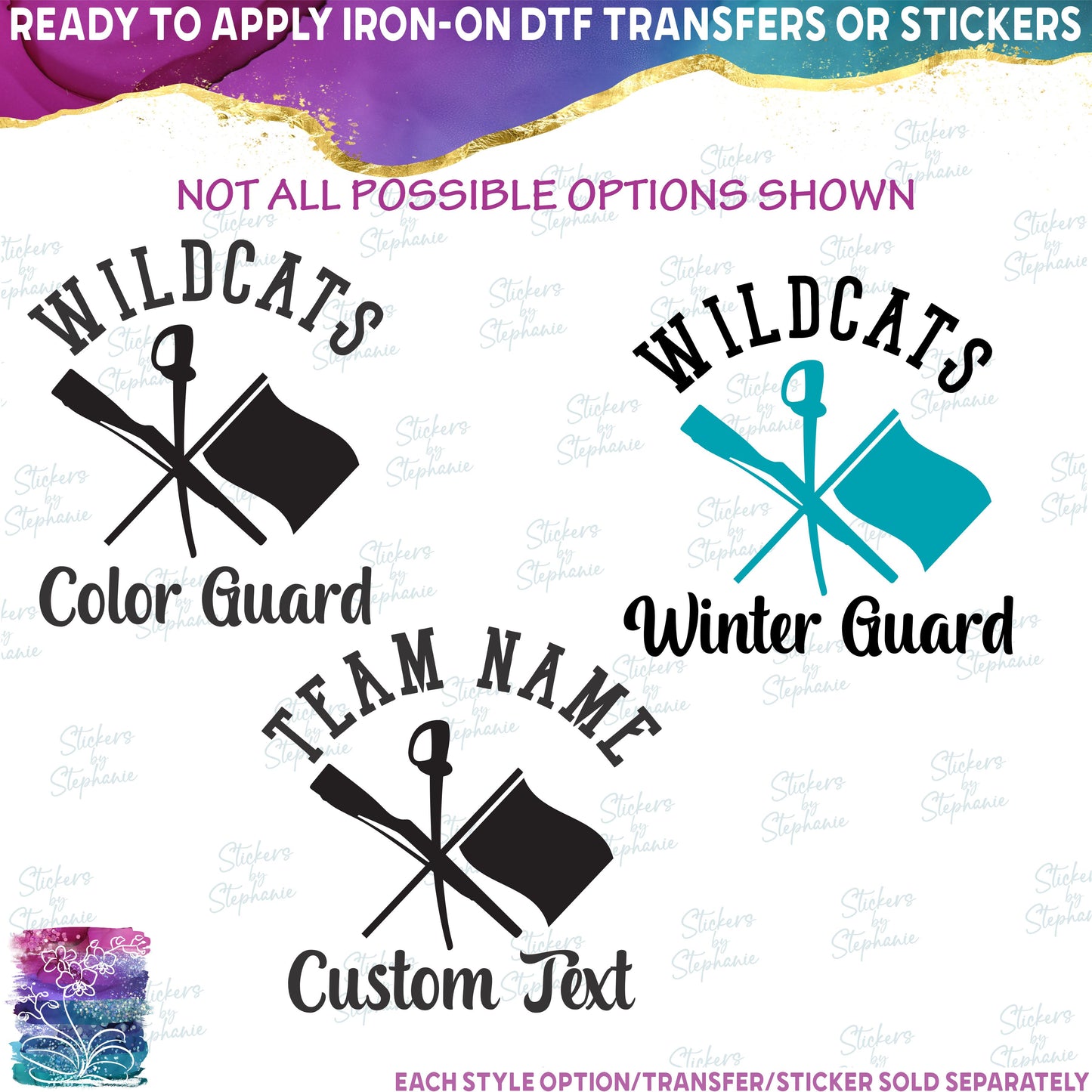 (s131-4A) Team Name Color Guard Colorguard Winter Guard Custom Text