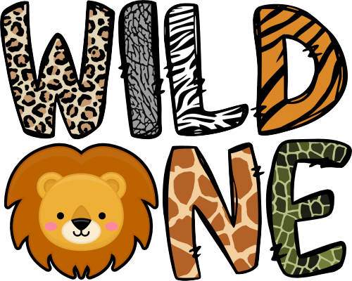 (s169-13-1U) Wild One Animal Faces Safari 20 Animal Options