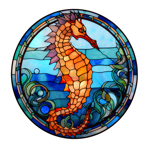 (s150-19-1G) Stained Glass Seahorse