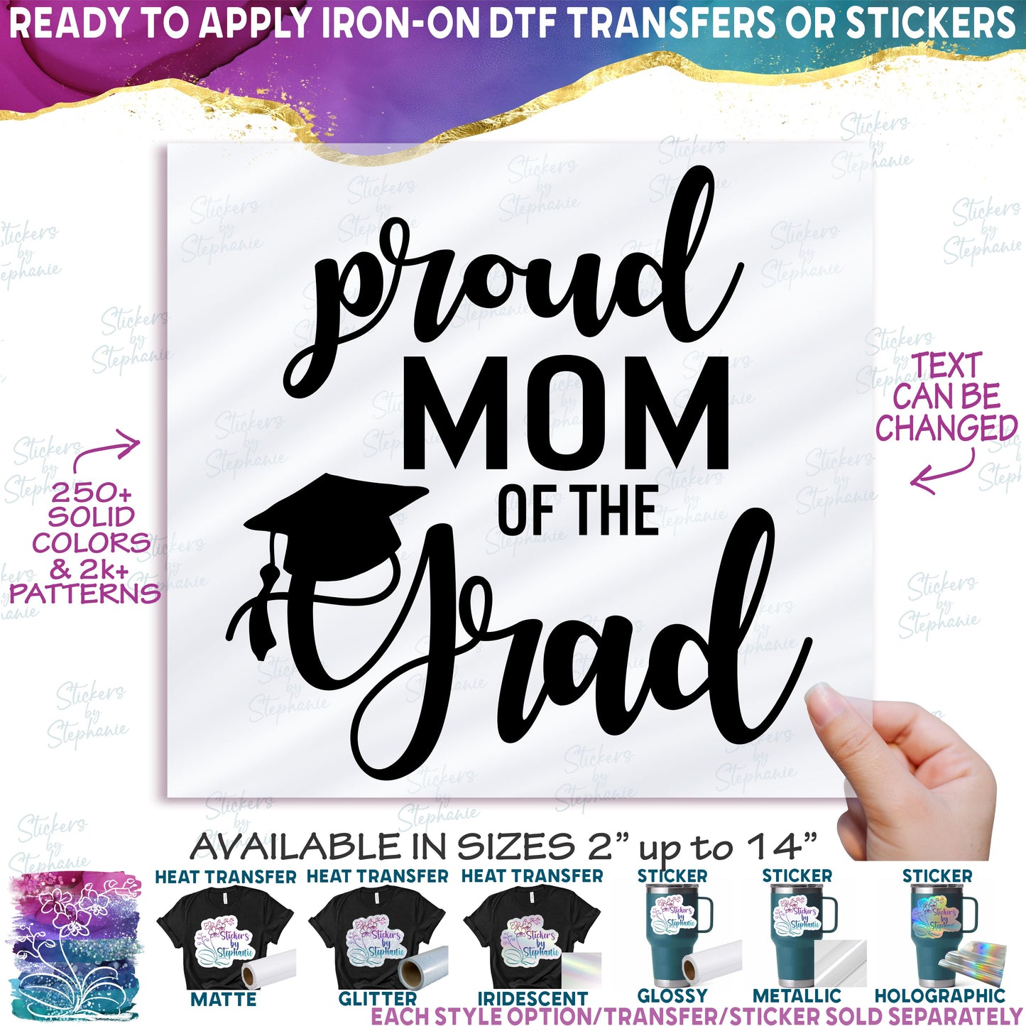(s151-3-A) Proud Mom of the Grad, Family Custom Text